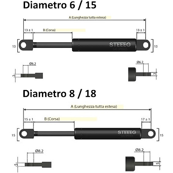 Steeeg Molla a GAS Standardlift con Occhielli Saldati - STEEEG - Immagine 2